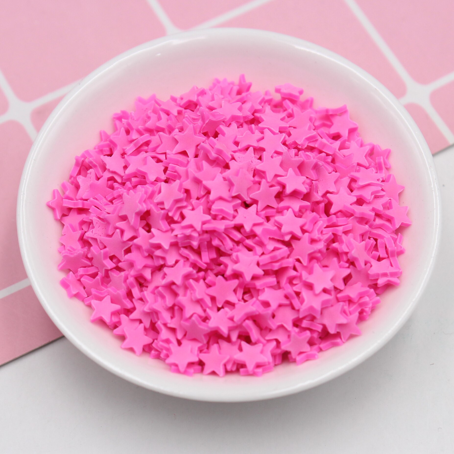 100g/ lot 5mm stjärniga lerskivor strös mjuk keramik för slemfyllning dekoration gör-det-själv hantverk: Magenta