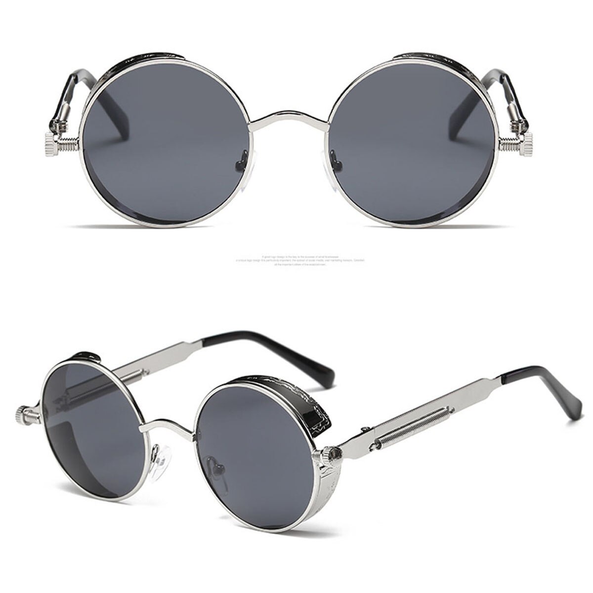 Moda Estilo Retro Steampunk Óculos Redondos Óculos de Armação de Metal Lente Óculos de Design Da Marca Do Vintage Masculino óculos de Sol Óculos de Condução