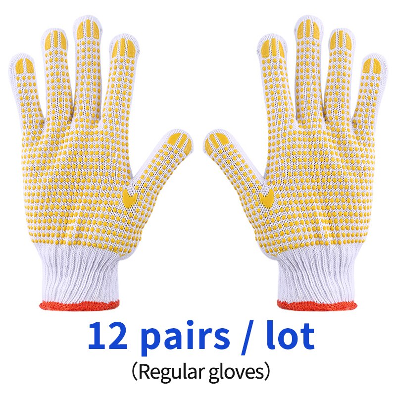 12 pairs Silicone Protective Safety Construction Gloves Multi Function Cut Proof Anti Vibration Glove Construction Factory glove: Regular(yellow)