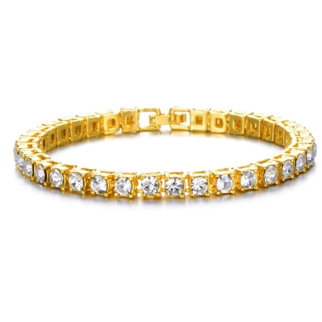 Iced Out Cubaanse Ketting Armband Hip Hop Sieraden Gouden Ketting Silver Rhinestone Cz Sluiting Voor Mens Rapper Bedelarmband Vrouwen links: GOLD2