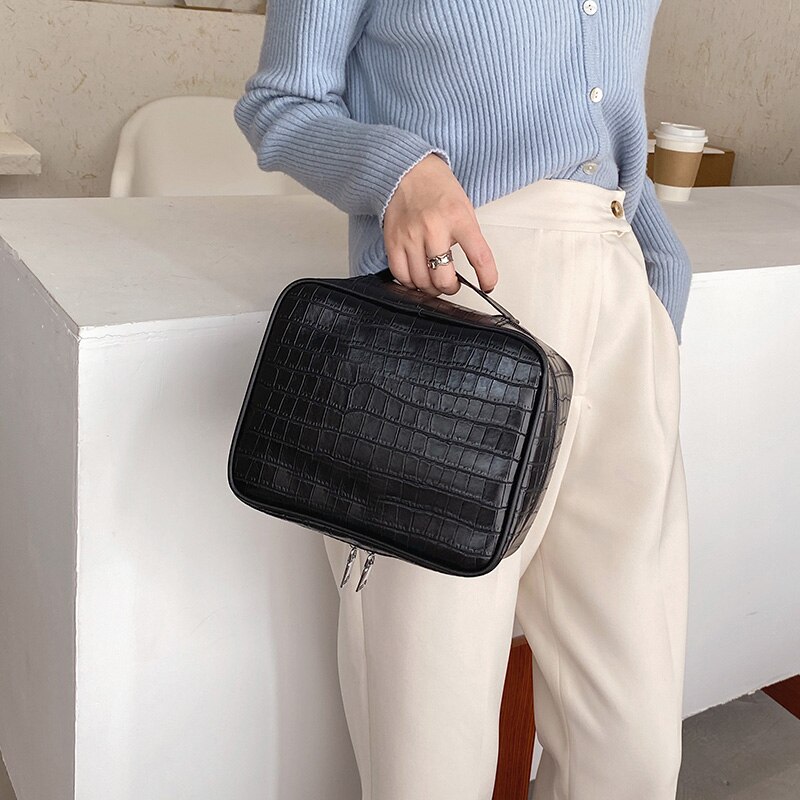 MUDUO-Bolso de viaje de cuero PU para mujer, organizador de maquillaje, neceser, , caja de cosméticos