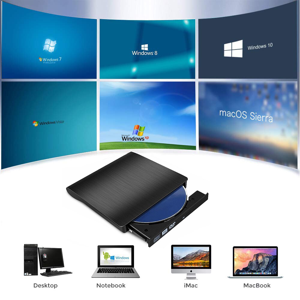 Lecteur de lecteur de lecteur de lecteur de lecteur de CD DVD RW externe mince USB 3.0 lecteurs optiques pour ordinateur portable