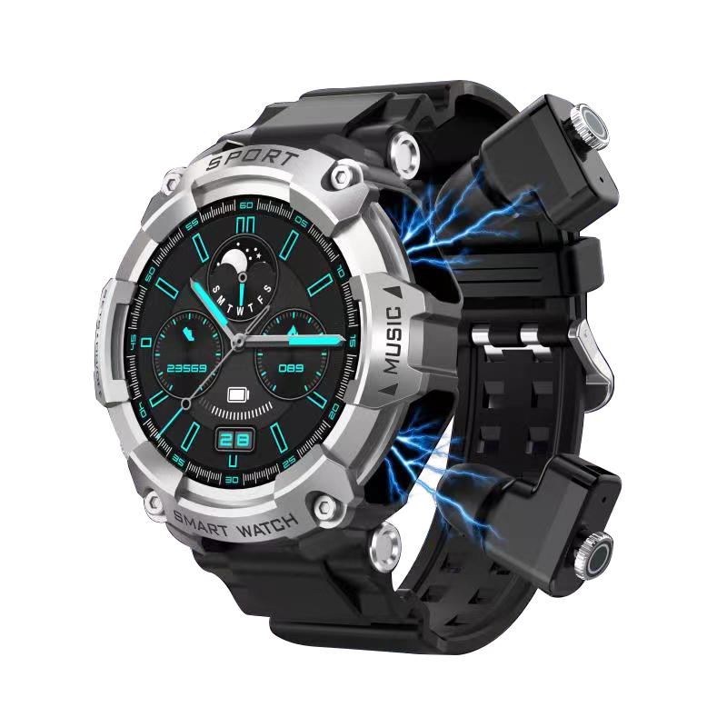 2024 neue t96 Smartwatch Blutdruck messgerät Sport NFC IP67 wasserdichte 2-in-1 Smartwatches mit drahtlosen Bluetooth-Kopfhörern: Silber