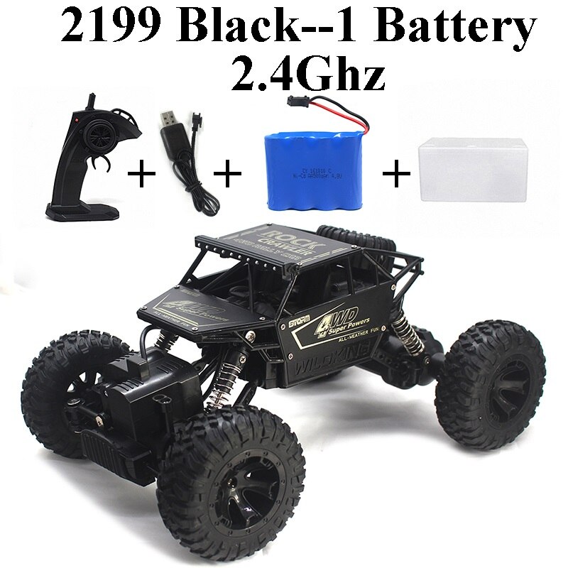 2.4Ghz Rock Crawler 1:16 Rc Auto 4WD Radio Control Sneeuwscooter 4X4 Drive Afstandsbediening Speelgoed Jongen 2199-2: 2199-Black-Set-1