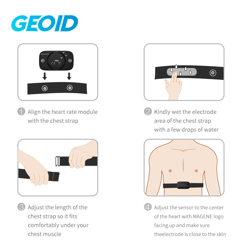Geoid Chest Strap Heart Rate Sensor Mover Bluetooth Monitor ANT Smart Bicycle Sensor Bike Computer Waterproof For Wahoo Garmin