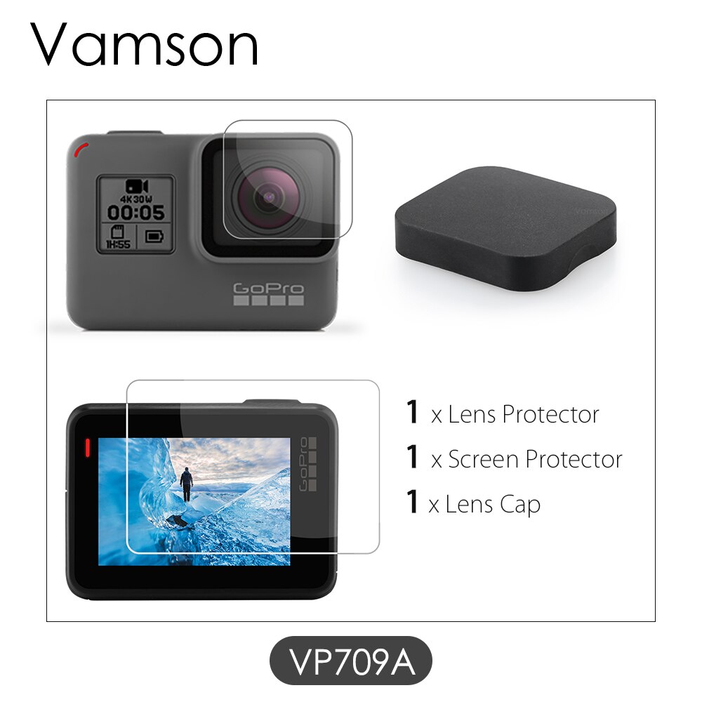 Vamson for Gopro hero 7 Black 6 5 Accessories 3 in 1 Lens Protection Cover+LCD Screen Protector + Lens Protector VP709A: VP709A