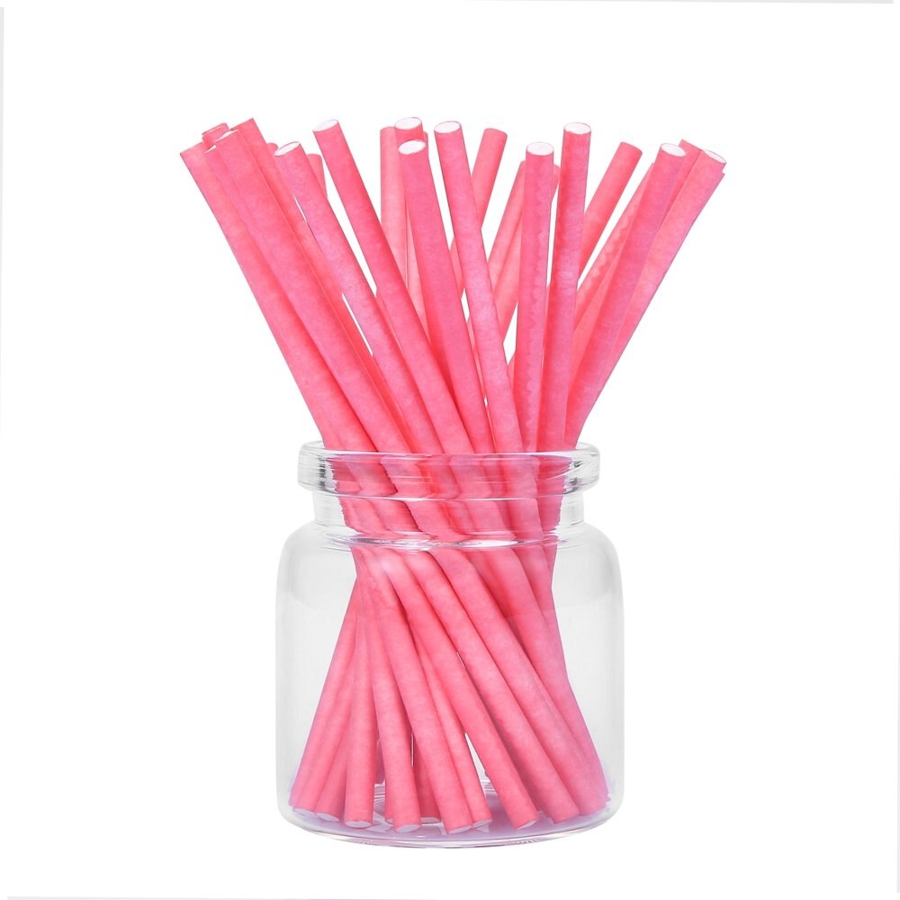 100 stuks gekleurde lollystokjes 4 inch papieren stokjes 100*3.5mm: Rood