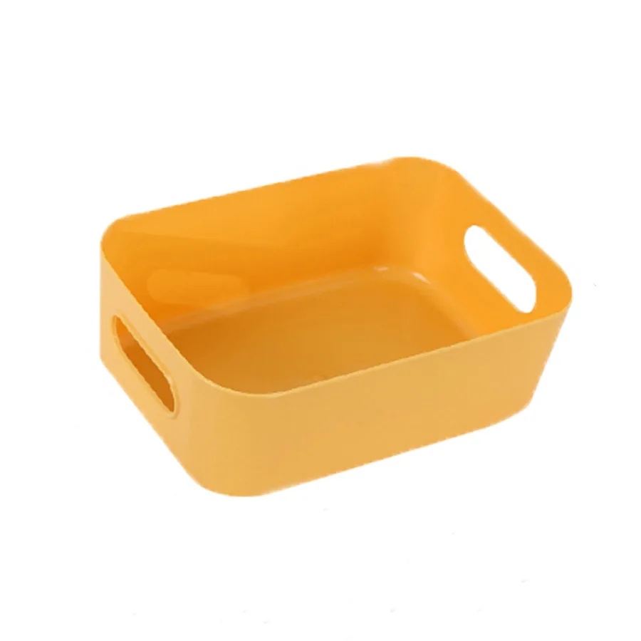 Oppbevaringsboks i plast på skrivebordet til kosmetikk og snacks, kjøkkenorganisator, husholdningsskuff, polyetylenbeholder, oppbevaring av babymat: Xs / Gul