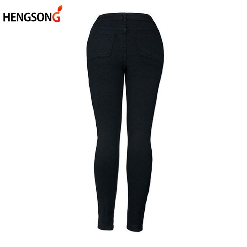 Witte gescheurde jeans voor dames, coole denim, hoge taille, elastische broek, capribroek, skinny, zwarte casual pencil jeans  ho833795