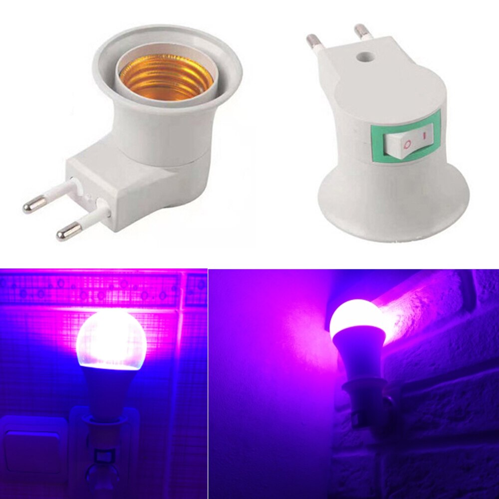 E27 EU Plug Adapter Convenient LED Light Socket Extension Converter With Switch Bulb Base for Home Kitchen Energy Saving Holder