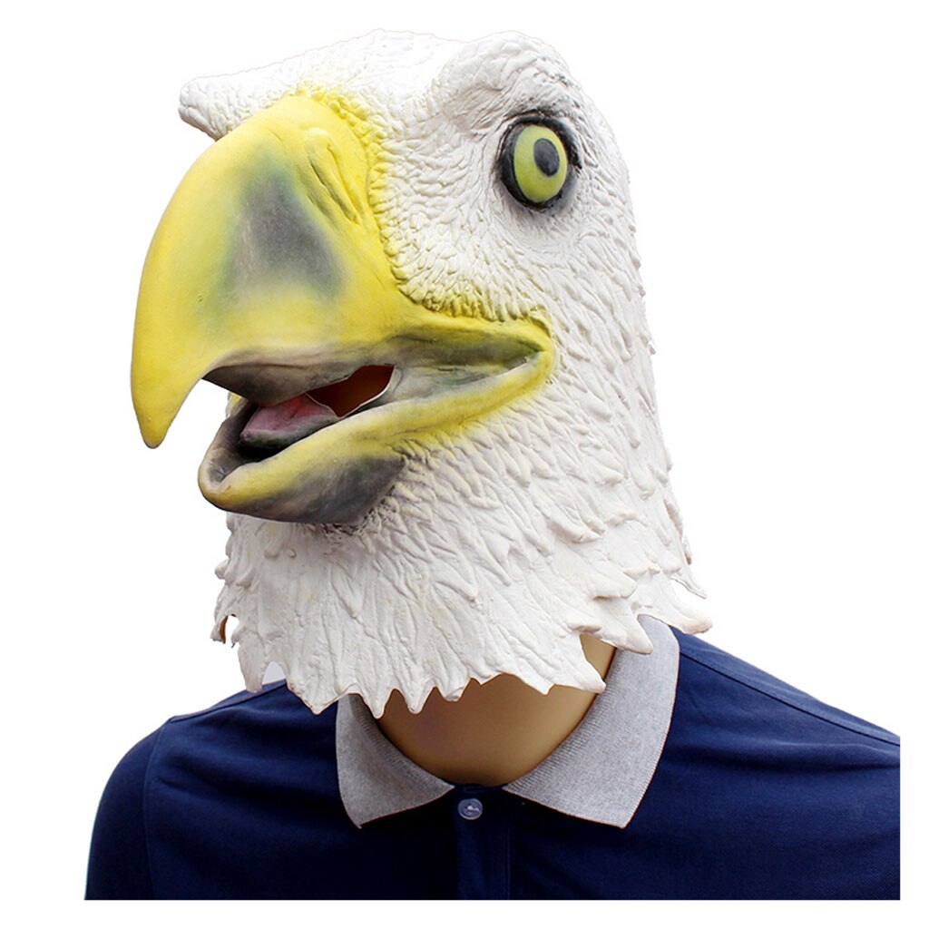 Hvid fugl fuld hovedbeskyttelse stænksikker maske latex cosplay fest prop latex maske hvid due cosplay legetøj maske: D