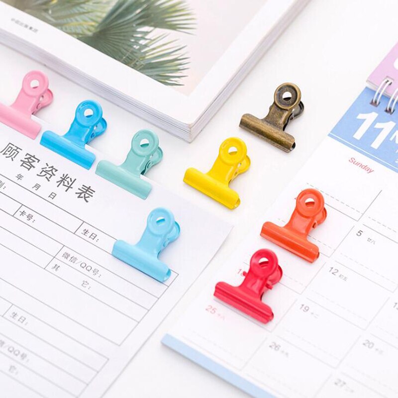 Clip de Metal de Color caramelo para oficina, suministros de papelería para encuadernación, carpeta de billetes, Color rosa, rojo, azul y naranja