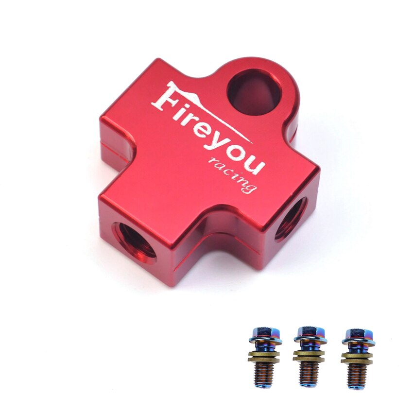 Hydraulisk bremseslange tilslutning adapter tee kobling til motorcykel dirt pit cykel atv bremsesystem slange forbindelse olie link: Rød