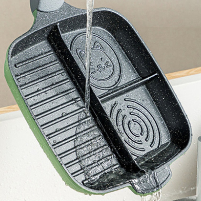 Patelnia 3 sekcja posiłek patelnia stek patelnia dzielona Nonstick śniadanie smażenie misa na grilla blacha robić pieczenia patelnia śniadaniowa