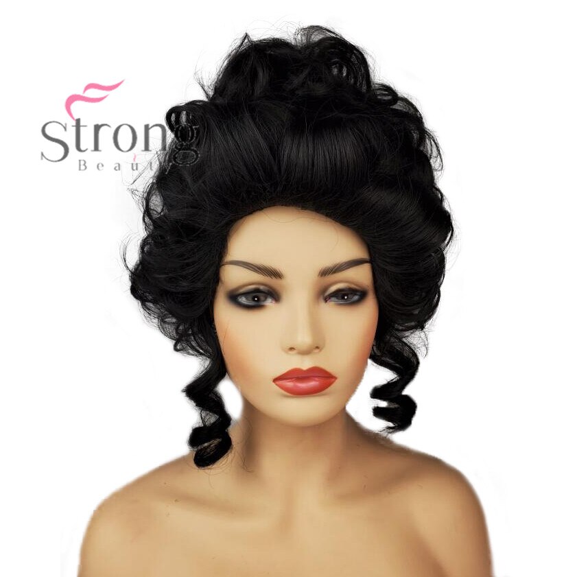 StrongBeauty Marie Antoinette Wig Women Synthetic Cosplay Hair Wigs: 1B Black