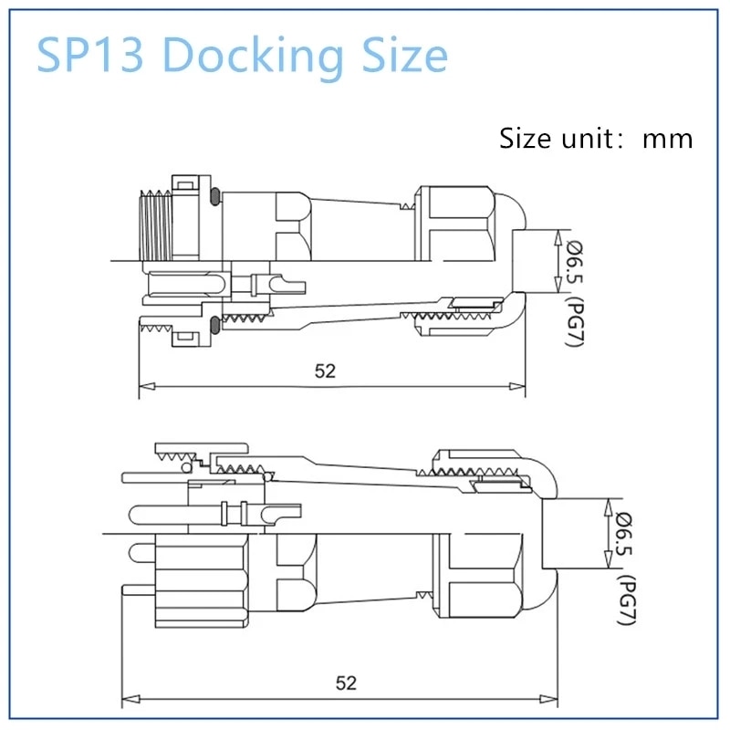 SP13 Waterproof Connector IP68 1/2/3/4/5/6/7/9 Pin Cable Connectors Male/Female Plug And Socket Nut/Flange/Docking