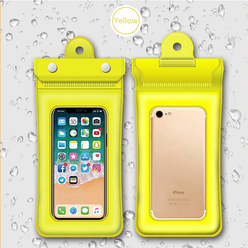 Bolsa de aire impermeable para teléfono móvil, funda de PVC para iphone 11 12 pro max, bolsa de buceo en Seco Bajo el agua, funda para teléfono deportivo: Yellow