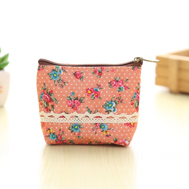 eTya Women Purses Cute Zipper Small flower Bag female Girl Headset Line Coin Purse Card Bag Clutch Wallet key bags: 4