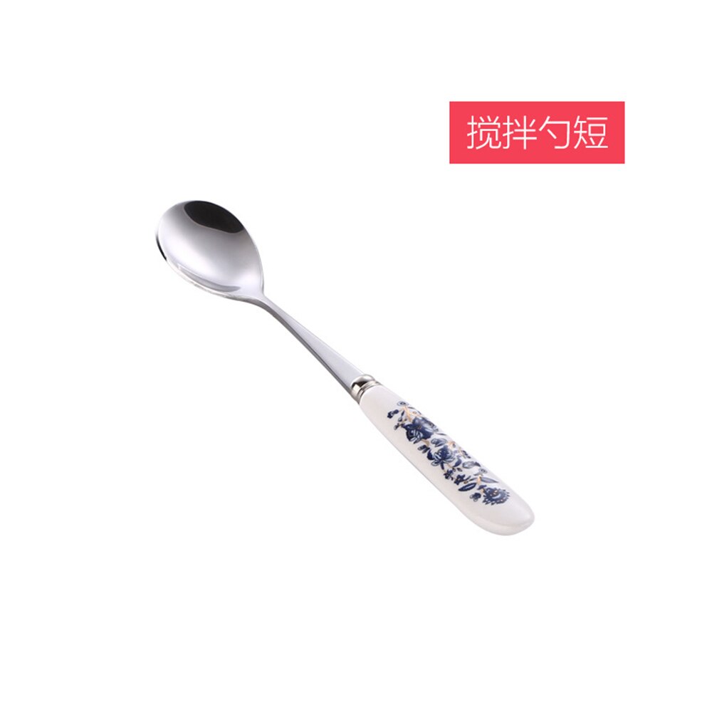 Korean Stainless Steel Metal Ceramic Handle Tableware Spoon Chopsticks Fork Dinner Knife Free Combination Cutlery Set: 12