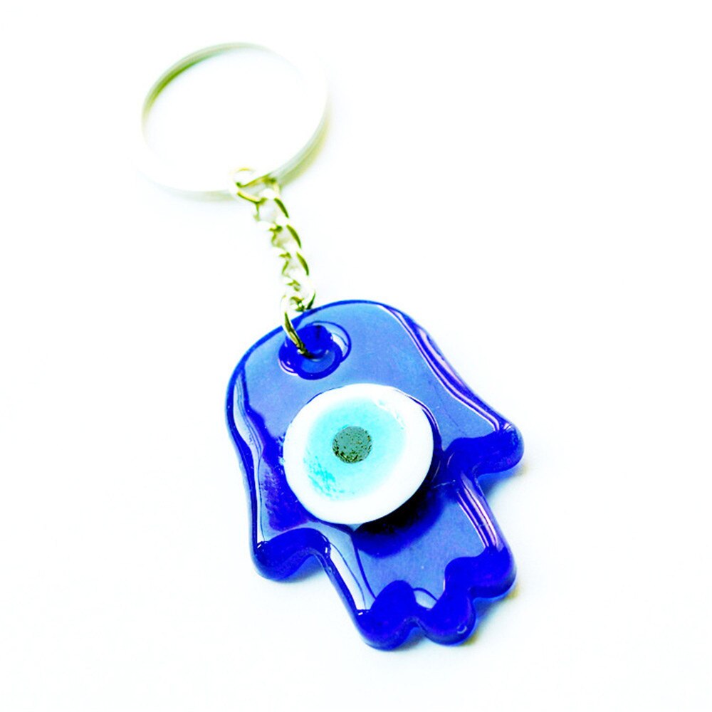 1Pc Blue Eye Hamsa Hand Sieraden Glas Demon Ogen Hand Van Fatima Hanger Legering Sleutelhanger Wall Opknoping Decoraties