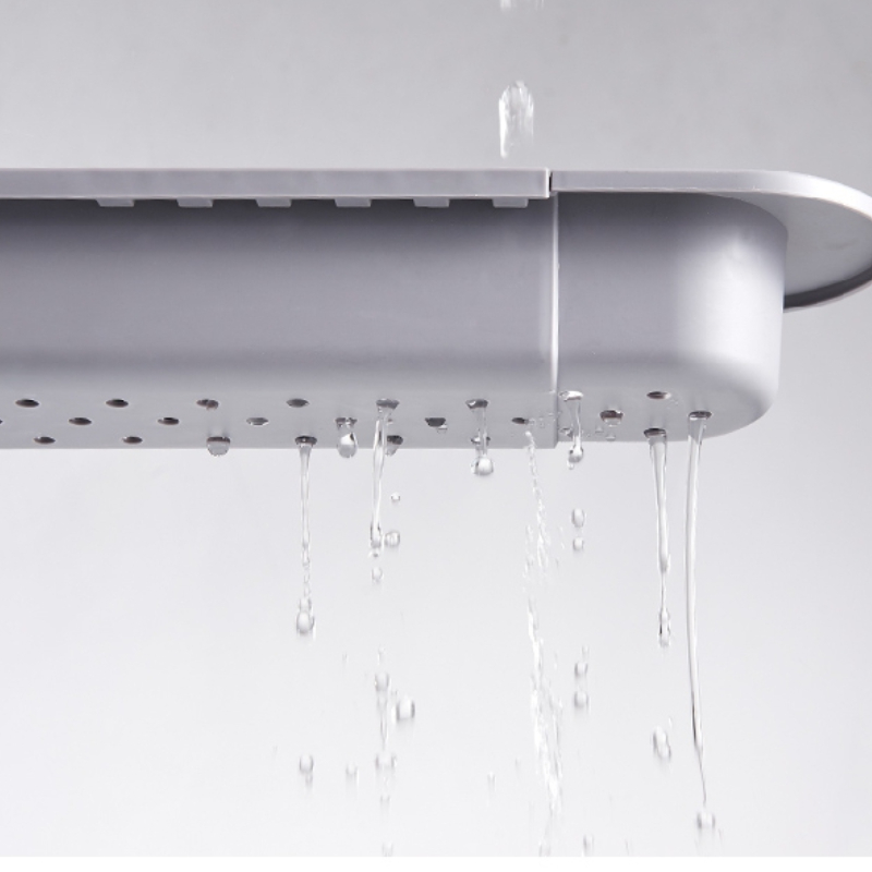36-50 cm Teleskop Regal Ablauf Wasser Gestell Waschbecken Organizer Seife Schwamm Handtuch Halfter Küche Spielereien Lagerung Korb zubehör