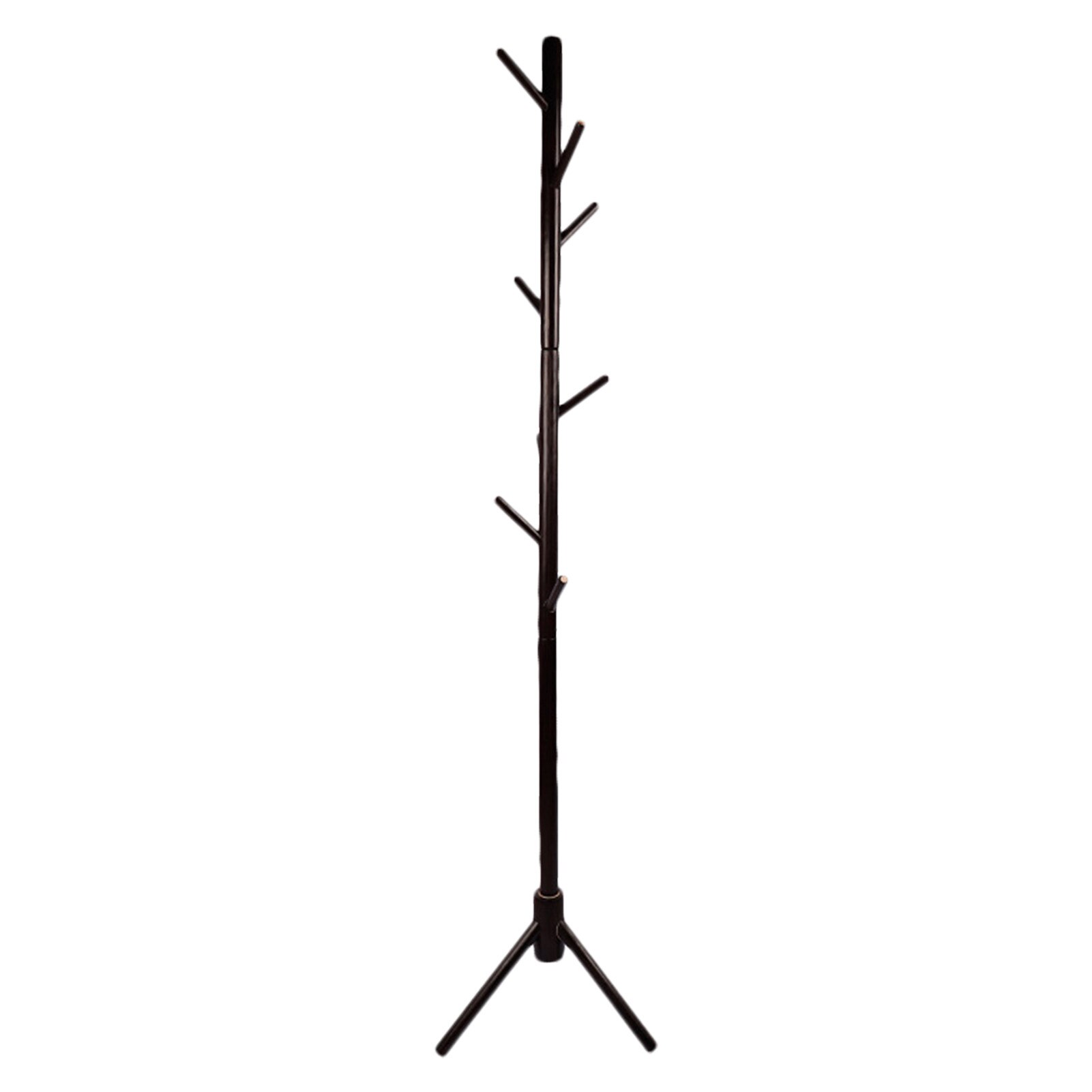 Wood Hangers Hat Coat Display Floor Standing Rack 6 Hooks Clothes Hanger Bedroom Clothing Organizer: Walnut