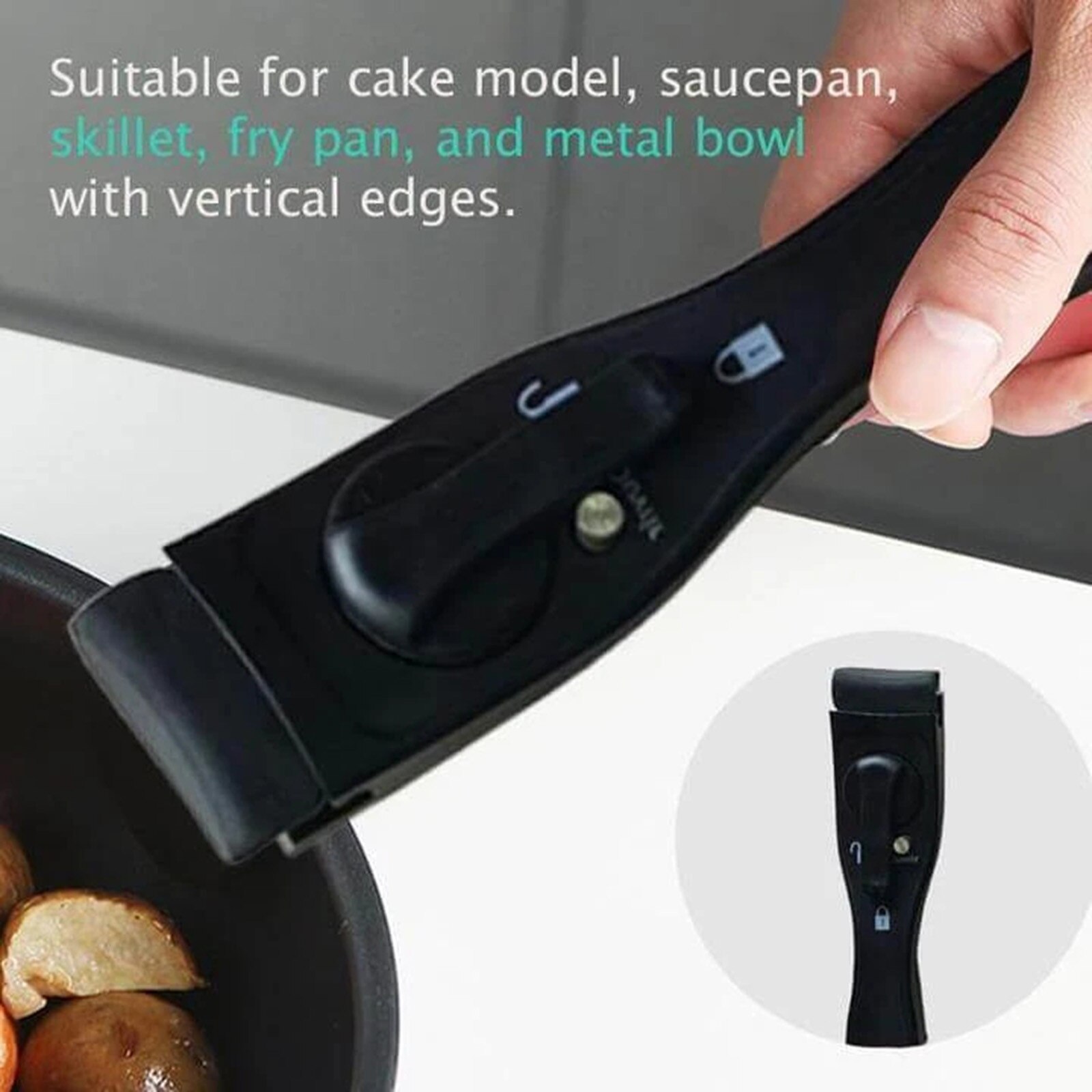 Removable Pan Pot Handle Black Replacement Cookware Handle Detachable Anti-Scalding Hand Grip Bowel Clip Kitchen Cooking Tools