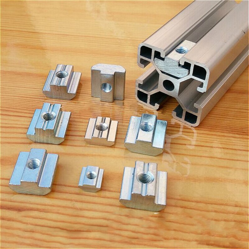 20 st 50 st/lot t glidande hammarmutterblock fyrkantsmuttrar  m5 mutter aluminiumprofilslits zinkbelagd platta aluminiumtillbehör