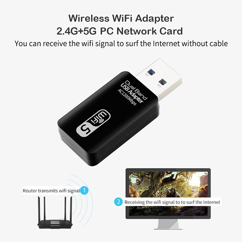2.4G/5G Dual-Band Usb Wifi Netwerkkaart Adapter 1200Mbps Draadloze Ontvanger Dongle Ac Wifi adapter Voor Windows 7/8/10/11