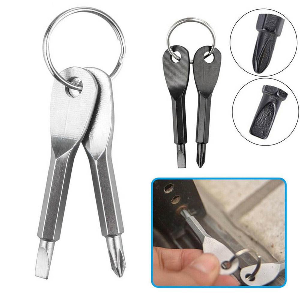 Key Ring keyring Pocket Portable Phillips Repair Tool Hike Multi Mini Gadget Camp Outdoor Slotted Screwdriver