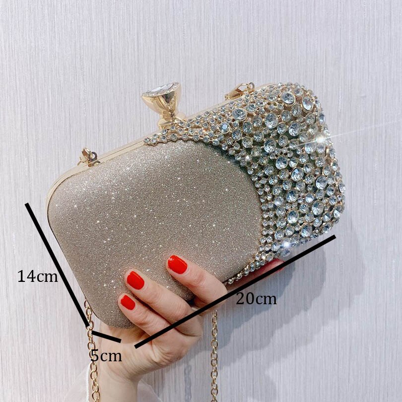 Kvinder clutch aftentaske beaded krystal dame bryllup pung rhinestones håndtasker sølv sort aften clutch tasker til kvinder