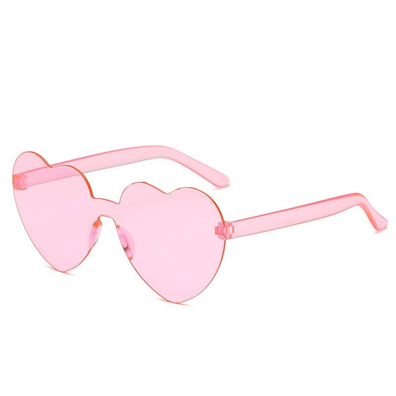 Mode Liefde Zonnebril Jelly Kleur Frameloze Mannen En Vrouwen Een Stuk Lenzen Zonnebrillen Motorcycle Riding Bril: Roze