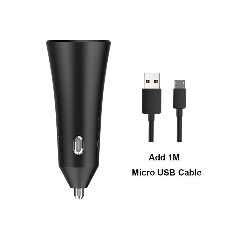 Originele Xiaomi Autolader 18W Snel Opladen Dubbele USB Sigarettenaansteker Adapter voor iPhone Samsung LG HTC Huawei: Add Micro USB cable