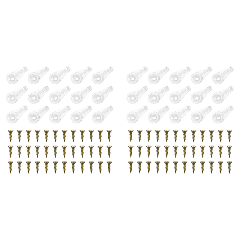 FAST-100 Pairs Glass Retainer Clips Kit Cabinet Glass Clips 4Mm Doors Clips With Screws For Fixing Glass Cabinet Doors