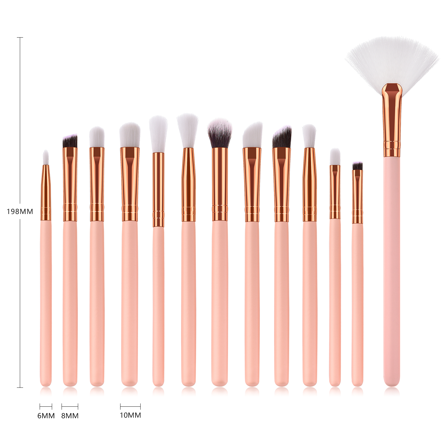 BBL Pink 13 Piece Eye Brush Set Fluffy Eyeshadow Tapered Blender Shader Small Precision Crease Pencil Smudge Makeup Brushes Set