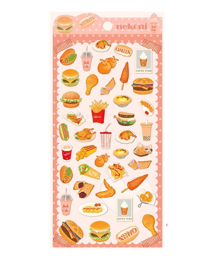 Cute Aesthetic Food Stickers Cake Bread Scrapbooking Journal Sticker Diary DIY Decoration Stationery Hobby Craft Supplies: fast food