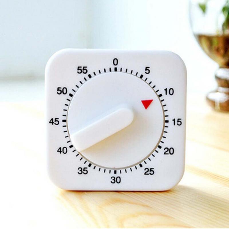 60 Minutes Kitchen Timer Count Down Alarm Reminder White Square Mechanical Timer For Kitchen Novelty Fun Cook Alarm Tool