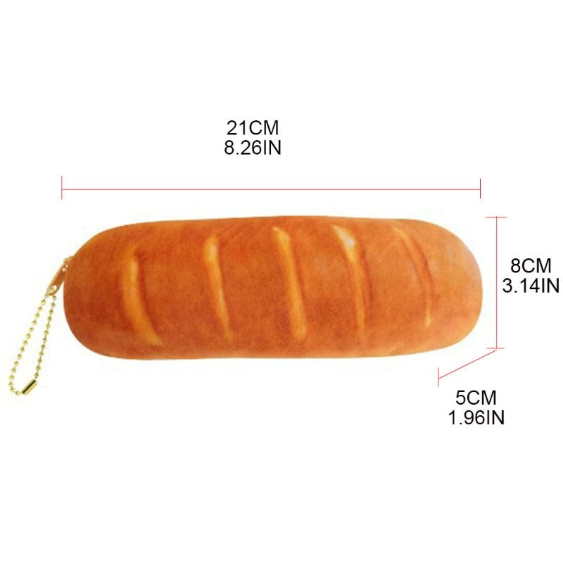 Portable French Bread Pencil Pen Case Cosmetic Makeup Pouch Zipper Bag Purse A2UA