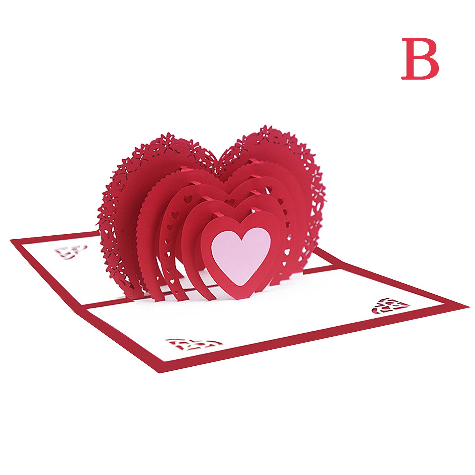 3D Stereo Greeting Card Wedding Invitation Card Valentine's Day Heart Shape Card Dec 1st: B