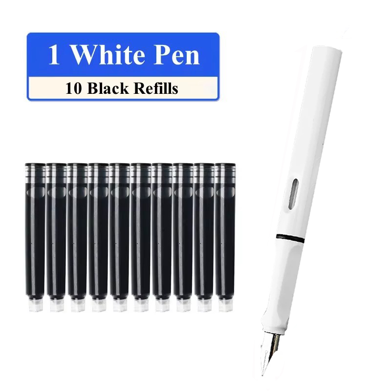 Fountain Pen Set Replaceable Ink Refill Calligraphy Multifunction Pens For Writing 0.38mm Office School Stationery Supplies: Burgundy