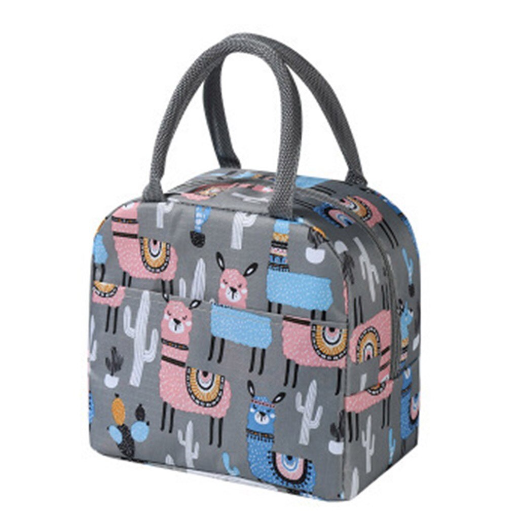 Cartoon Geïsoleerde Oxford Aluminiumfolie Draagbare Lunch Zakken Vrouw Mannen Reizen Picknick Bento Box Met Pocket Thermische Lunch Tas