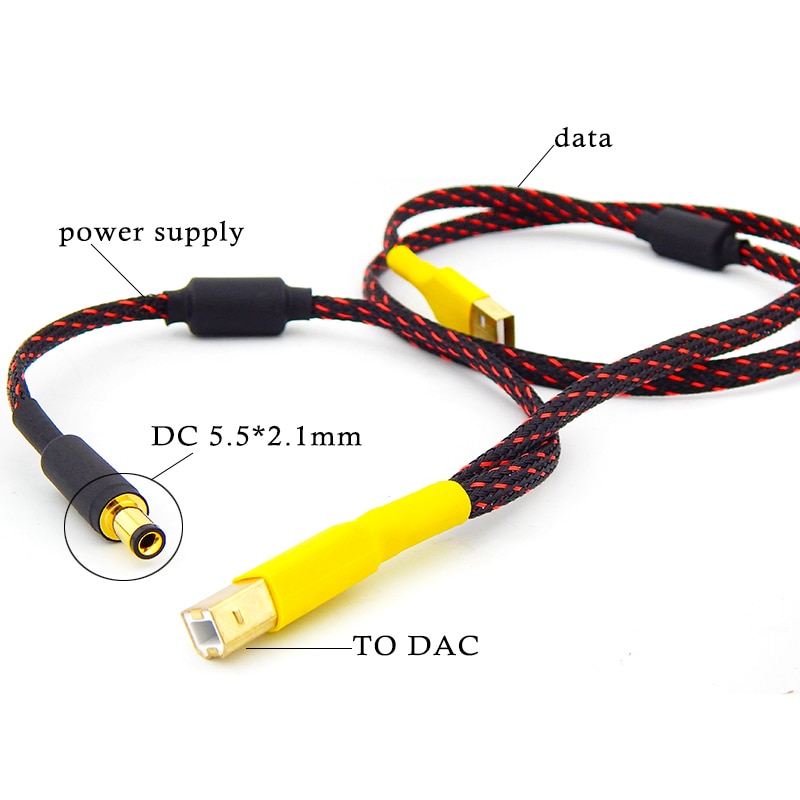 High End Dac (Power \ Signaal) aparte Versterker Usb Kabel USB-A Om USB-B Dc Plug 5.5*2.1 Mm Te USB-B Onafhankelijke Voeding