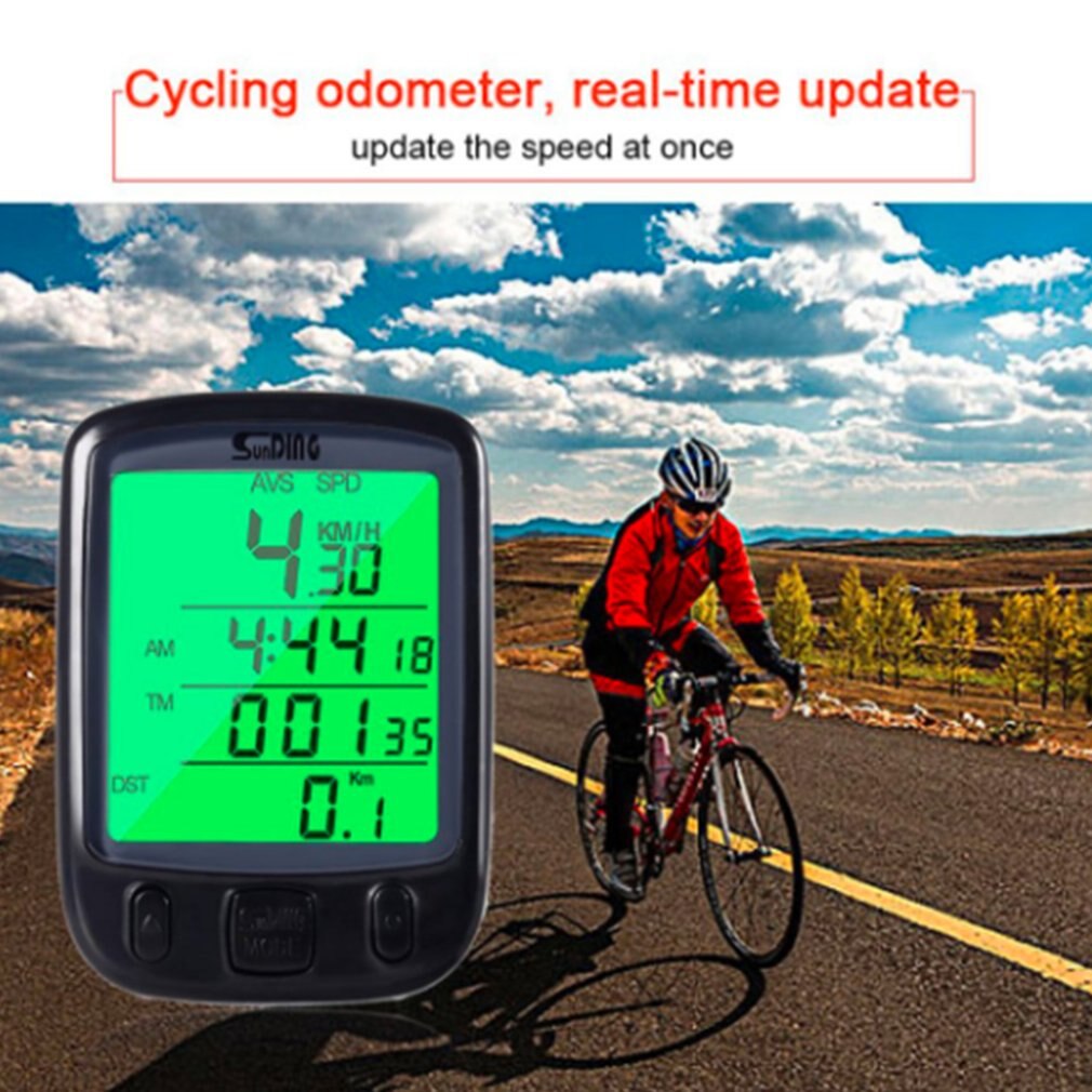 Bicycle Stopwatch Sports Timer Odometer Multifunctional Large Screen Luminous Black Wired Bicycle Stopwatch