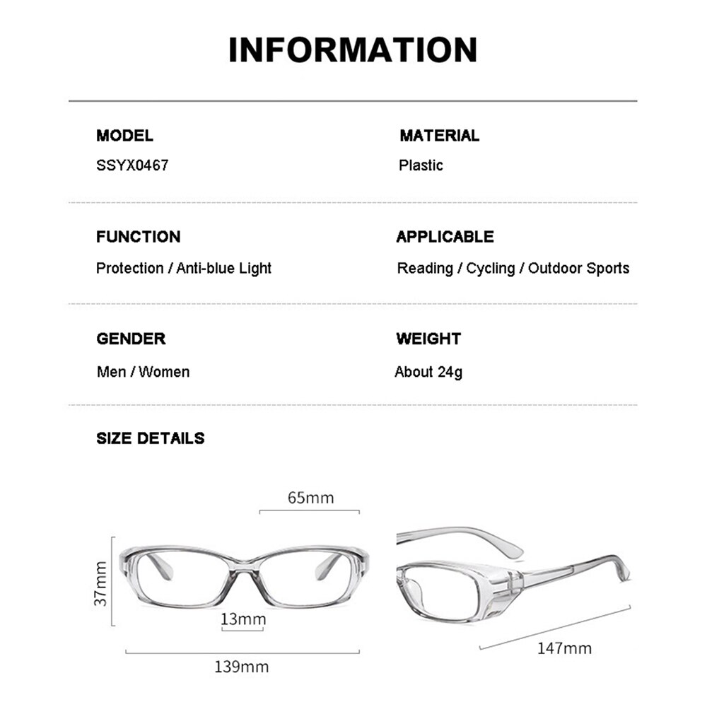 AIELBRO Cycling Glasses Anti Fog Goggles Protective Glasses Side Shields Anti Blue Light Protection Eyewear Sunglasses for Men