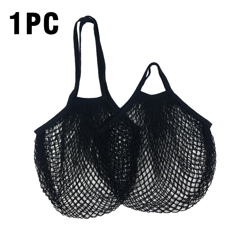 Wasbare katoenen mesh boodschappentassen Katoenen touwtassen Netto boodschappentassen Mesh tassen voor fruitopslag Herbruikbare fruit-groentezak: M / Licht Geel