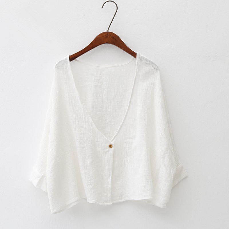 Delle donne Del Manicotto Del Blocco Cardigan Scialle Magliette E Camicette di Estate Della Camicia di Autunno Del Cotone di Lino Sottile Morbido Anti UV Protezione Solare del Bicchierino-manicotto Allentato Mantello Giubbotti cappotto