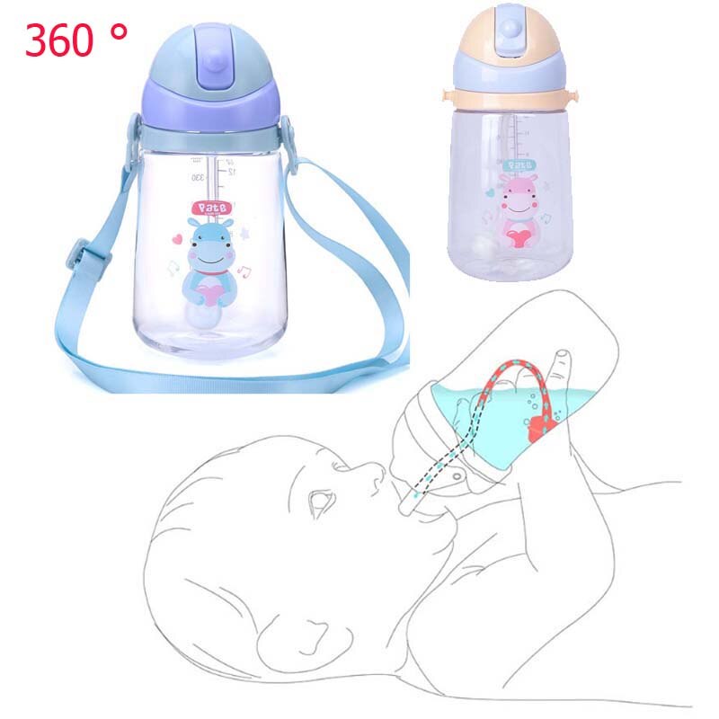 Babybekers duurzame draagbare kinderbeker met rietje waterfles met touw pasgeboren drinkbeker waterkoker voor baby's