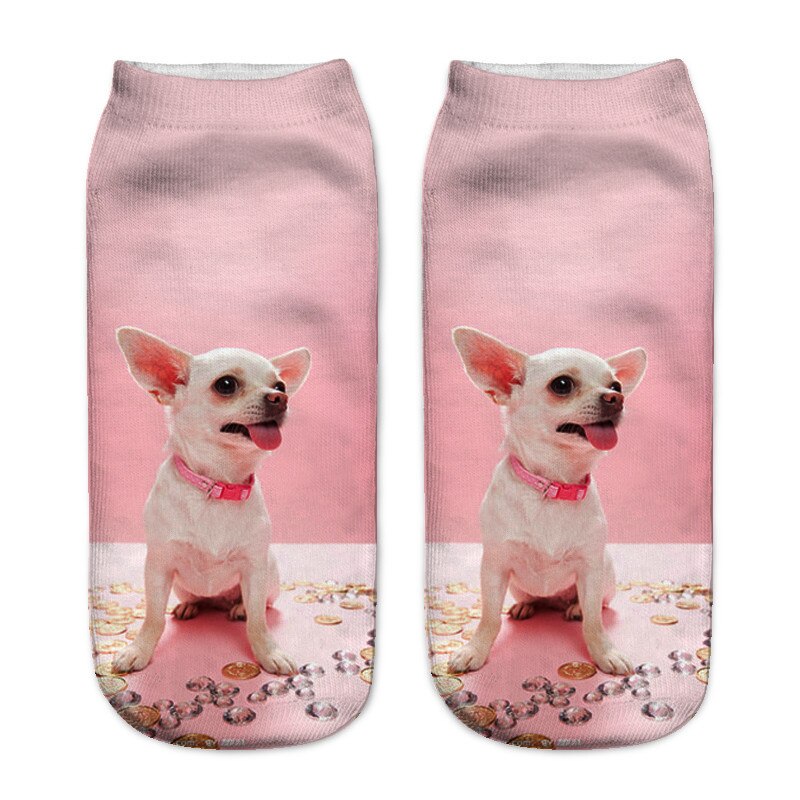 SLMVIAN 3D Printed Chihuahua Dog Puppy Women Socks Cute Low Cut Ankle Sock Multiple Colors Style CN005: 2