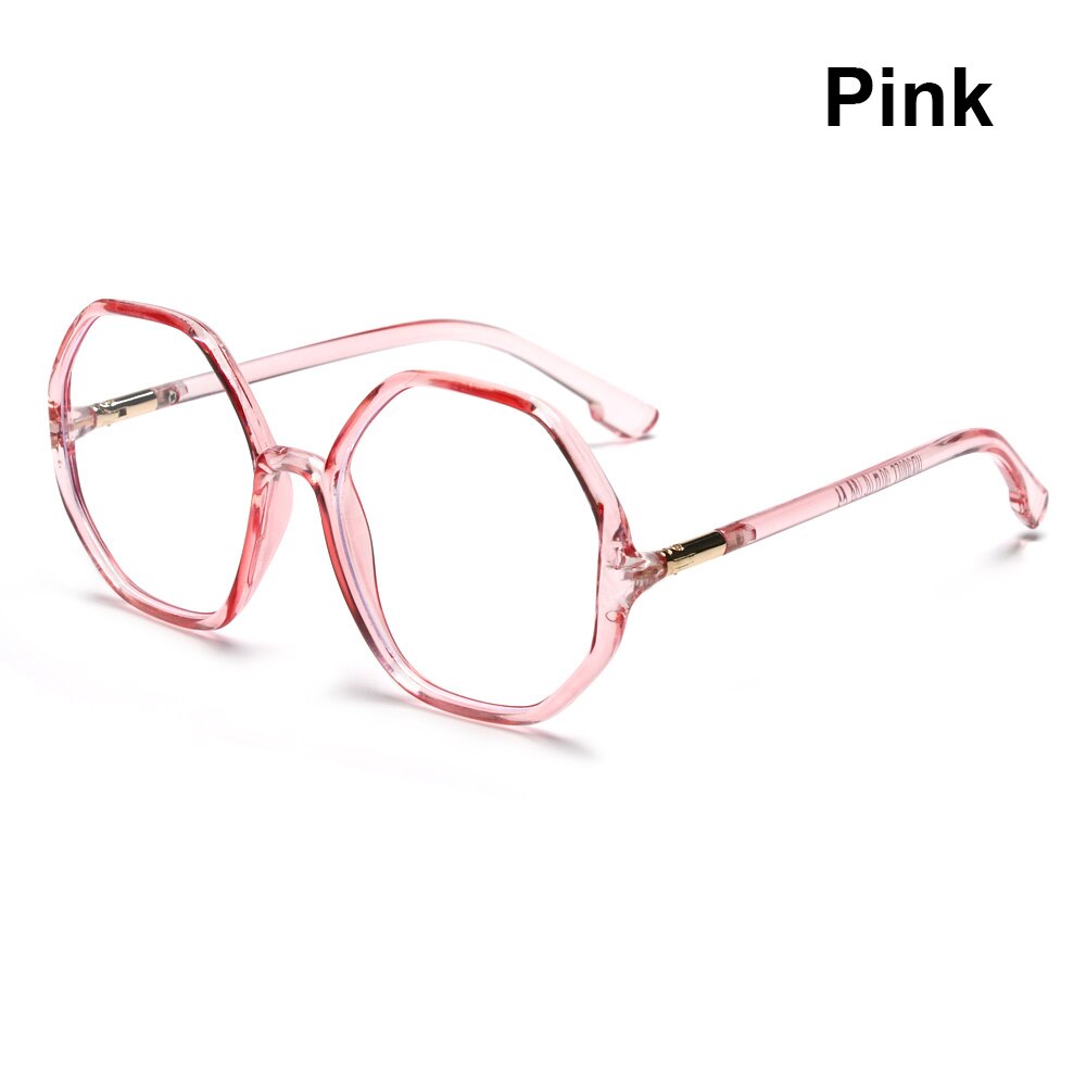 Oversized anti-blauw licht computerbril dames heren vierkant montuur optische bril platte spiegel bril: 1- roze