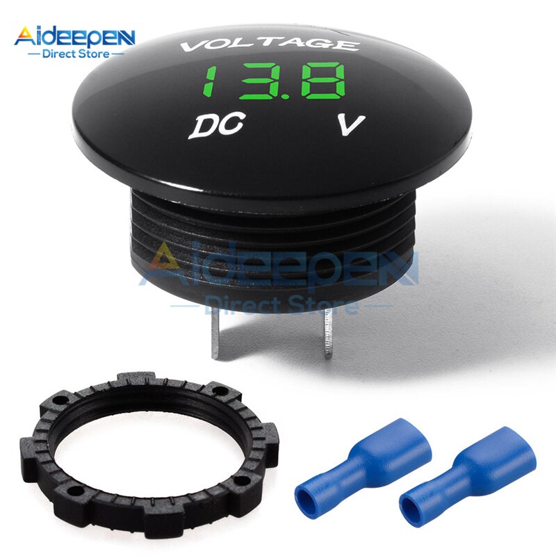 Dc 5v-48v vandtæt ledet display digitalt voltmeter bil motorcykel spændingsmåler spændingstester til auto batteri 12v 24v 36v